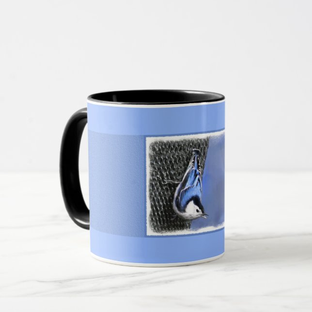 Caneca Pintura De Pássaros De Casca Branca (Frente Esquerda)