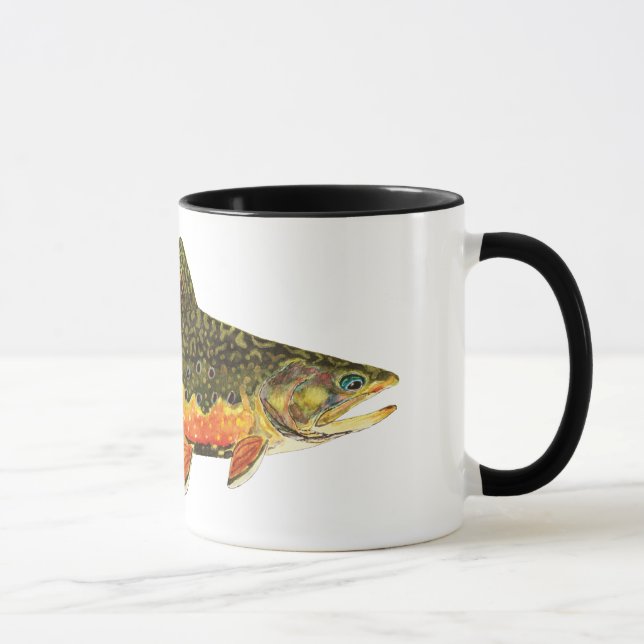 Caneca Pintura de Peixes de Brook Trout (Direita)