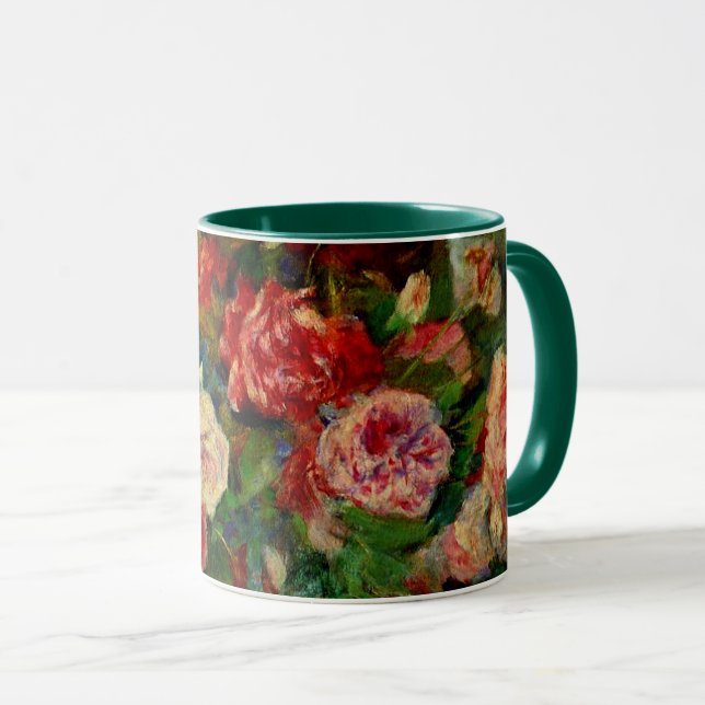 Caneca Pintura de Pierre Renoir, Rosas, (Frente Esquerda)