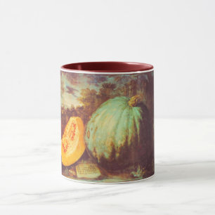 Caneca Pintura de queda de abóbora azul de folha azul de
