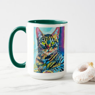 Caneca Pintura de Retrato de Gato Personalizado - Present