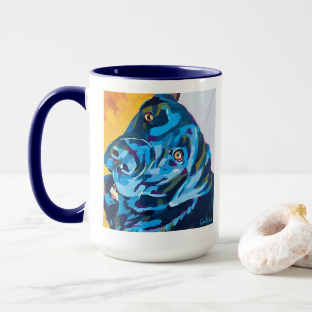 Caneca Pintura de Retrato Personalizado de Cachorro - Ani (Com Donut)