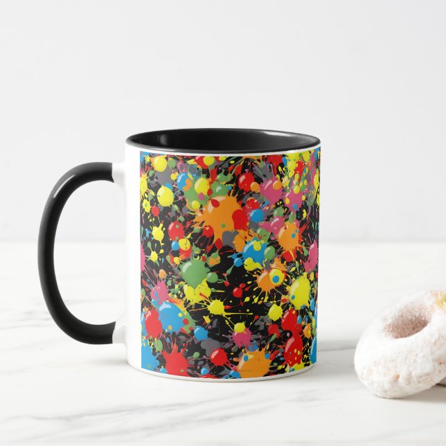 Caneca Pintura de Salpicos de Arco-íris PD (Com Donut)