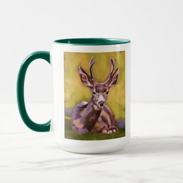 Caneca Pintura de Veado - Presente para Amantes de Animai (Esquerda)