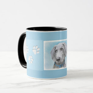 Caneca Pintura de Weimaraner - Arte de Cachorro Original