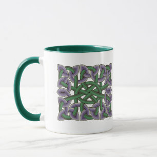 Caneca Pintura do nó celta escocês em roxo e verde