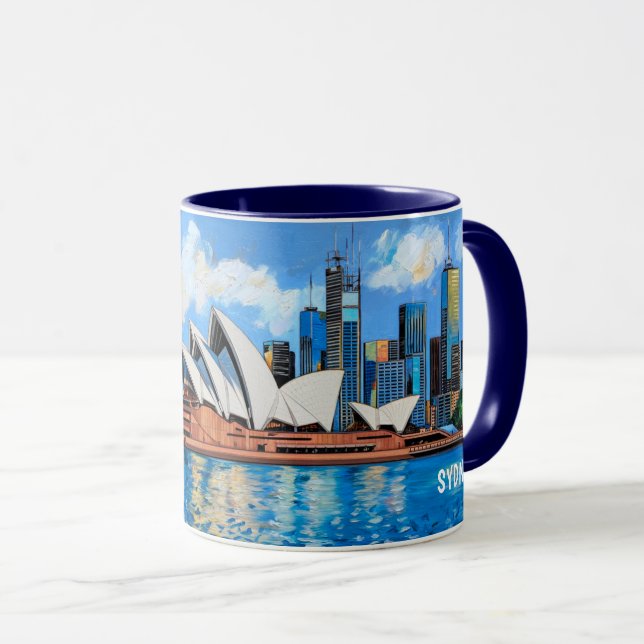Caneca Pintura em Aquarela da Ópera de Sydney #2 (Frente Esquerda)