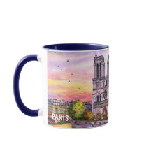 Pintura em Aquarela de Pontos Turísticos de Paris