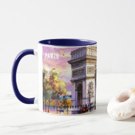 Caneca Pintura em Aquarela de Pontos Turísticos de Paris
