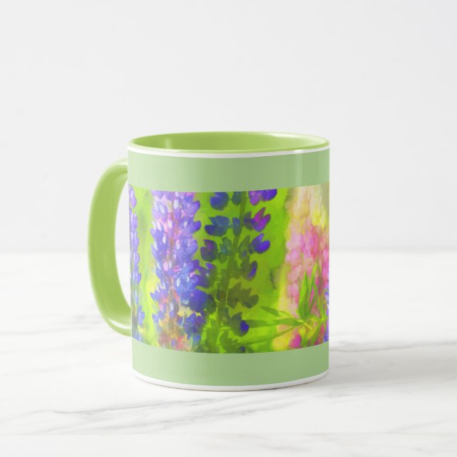 Caneca Pintura em Lupine - Arte Flor Original (Frente Esquerda)