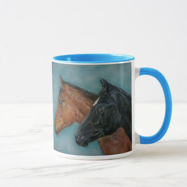 Caneca pintura equina de focinho preto castanho-castanho (Direita)