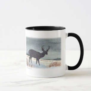 Caneca Pintura espanada neve da silhueta dos cervos