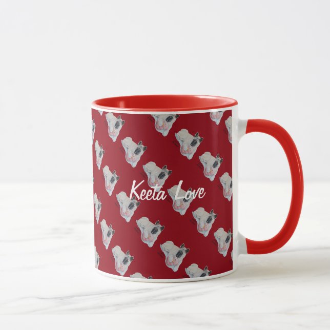 Caneca pintura fofa de cão com ursinho rosa (Direita)