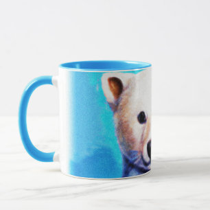 Caneca Pintura impressionante de um Cubo de Urso Polar. C