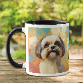 Caneca Pintura Impressionista do Cão Lhasa Apso