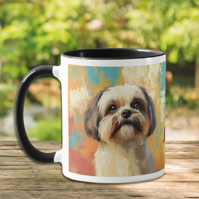 Caneca Pintura Impressionista do Cão Lhasa Apso (Criador carregado)