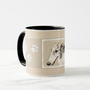 Caneca Pintura Original de Cachorro Borzoi (Silver Brindl