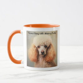 Caneca Pintura Padrão de Óleo de Poodle com Legenda de Co