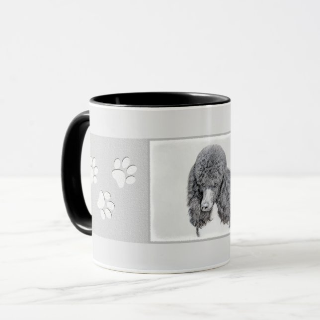 Caneca Pintura Preta Padrão - Arte Canina (Frente Esquerda)