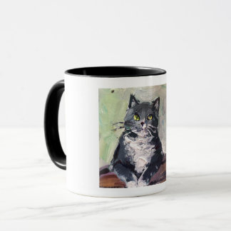 Caneca pintura realista, gato