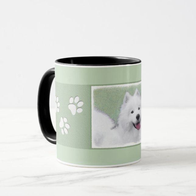 Caneca Pintura Samoyed - Arte Cachorosa Original (Frente Esquerda)
