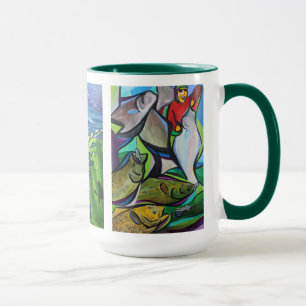 Caneca Pinturas de pesca de abstrato Percy Avugiak