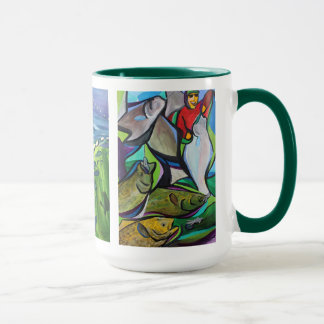 Caneca Pinturas de pesca de abstrato Percy Avugiak