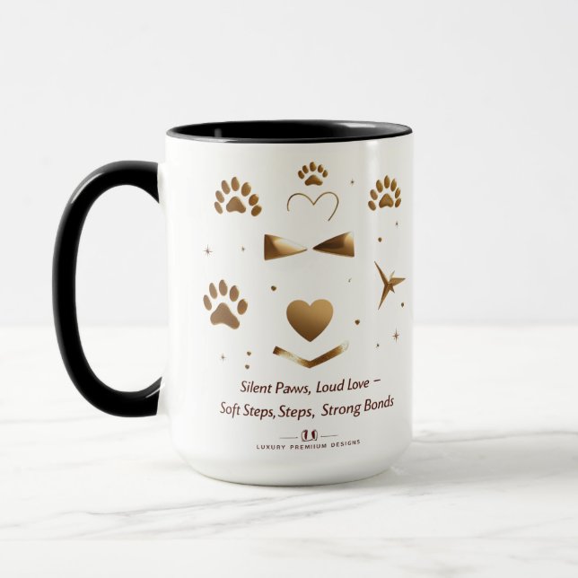 Caneca Pinturas Silenciosas, Amor Alto - Dourada Paw Star (Esquerda)