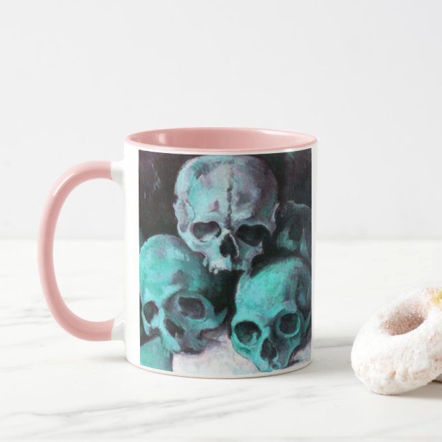Caneca Pirâmide de crânios após Cezanne (Com Donut)