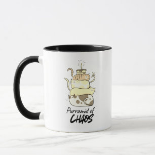 Caneca Pirâmide do Caos Arte de Gato Engraçado Trocadilho