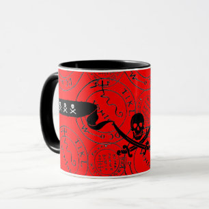 Caneca PIRATAS MAPAS DE TESTE,CRÂNIO,ESPALHAS,PEDAÇOS Ver