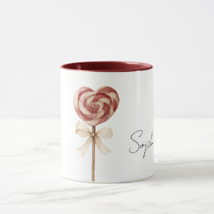 Caneca Pirulito de Coração Vermelho