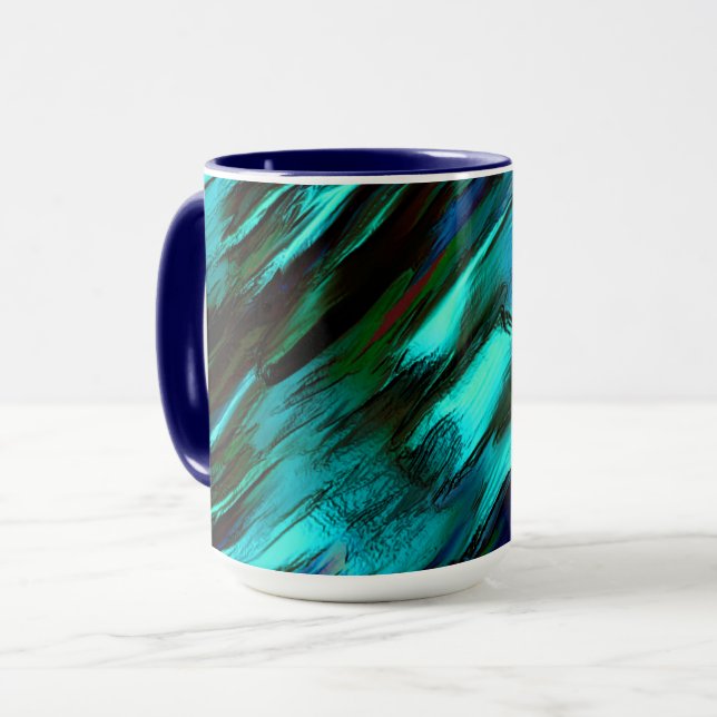 Caneca Pisca manchada de azul para ciano e manchas vermel (Frente Esquerda)