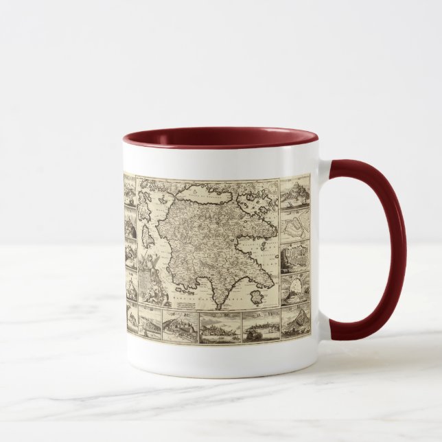 Caneca Piscina 1688/mapa Peloponnesian grego (Direita)