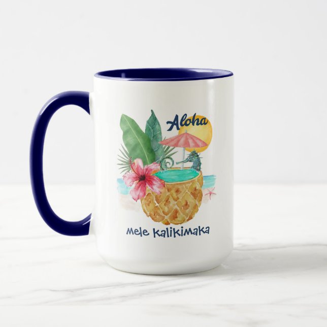 Caneca Piscina de ananás de cavalo marinho Mele Kalikimak (Esquerda)