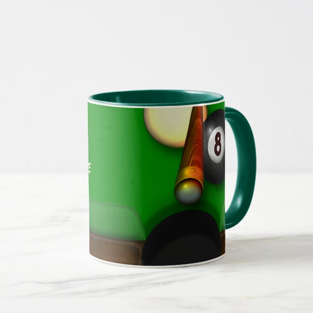 Caneca Piscina e bilhar de oito bolas personalizados (Frente Esquerda)