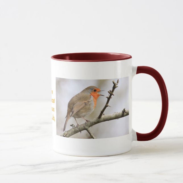 Caneca Pisco de peito vermelho de fevereiro (Direita)