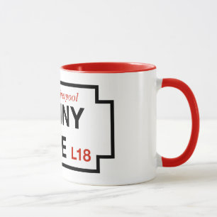 Caneca Pista da moeda de um centavo, sinal de rua,