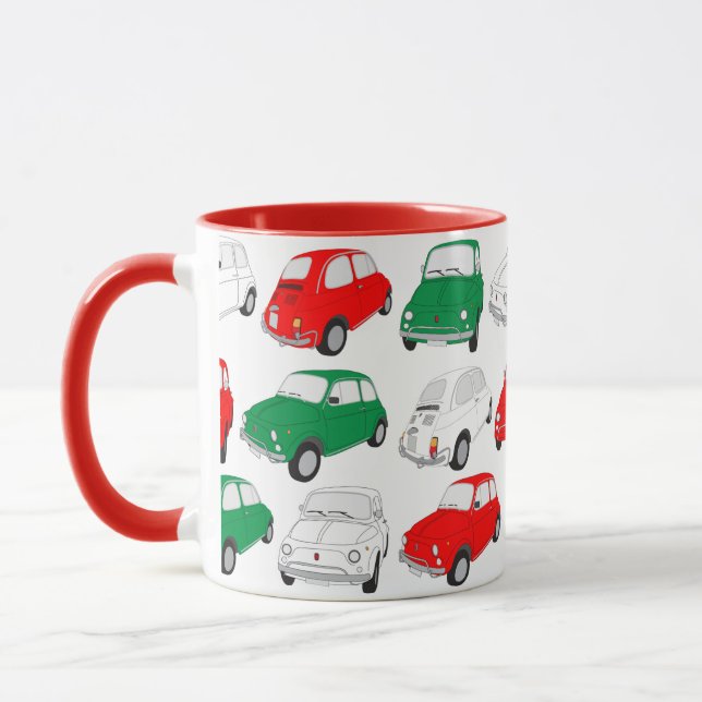 Caneca Pista de Padrão de Carro Italiano Verde, Branco, V (Esquerda)