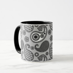 Caneca Pista, tons de cinza, preto e branco