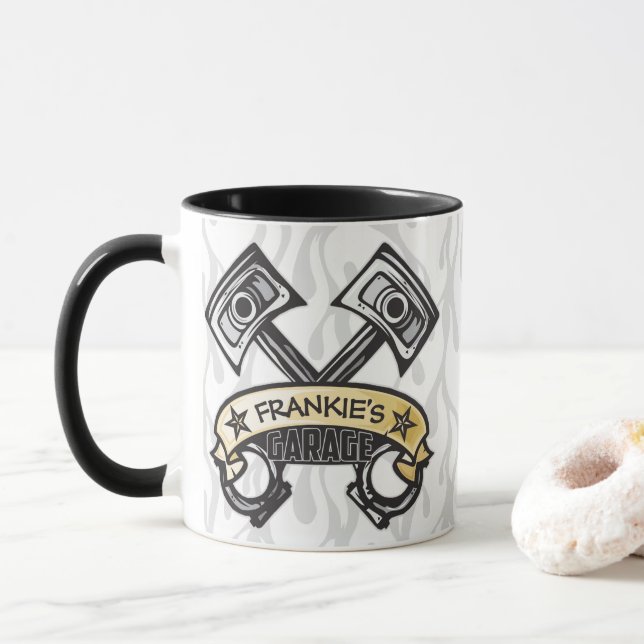Caneca Pistões de Rod Quente Fantasmas Chama Chamas Perso (Com Donut)