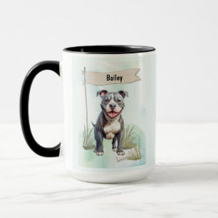 Caneca Pit Bull Terrier Aquarela Cachorro Personalizado