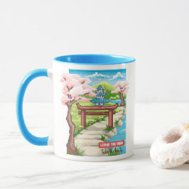 Caneca Pixel Art de Flor de Cerejeira Japonesa