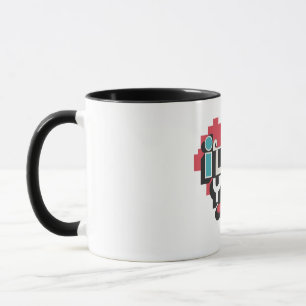 Caneca Pixel Heart Eu Te Amo Tipografia Retro