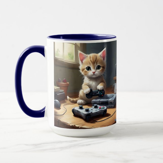 Caneca "Pixel Paws: The Gamer Kitten in Action" (Esquerda)