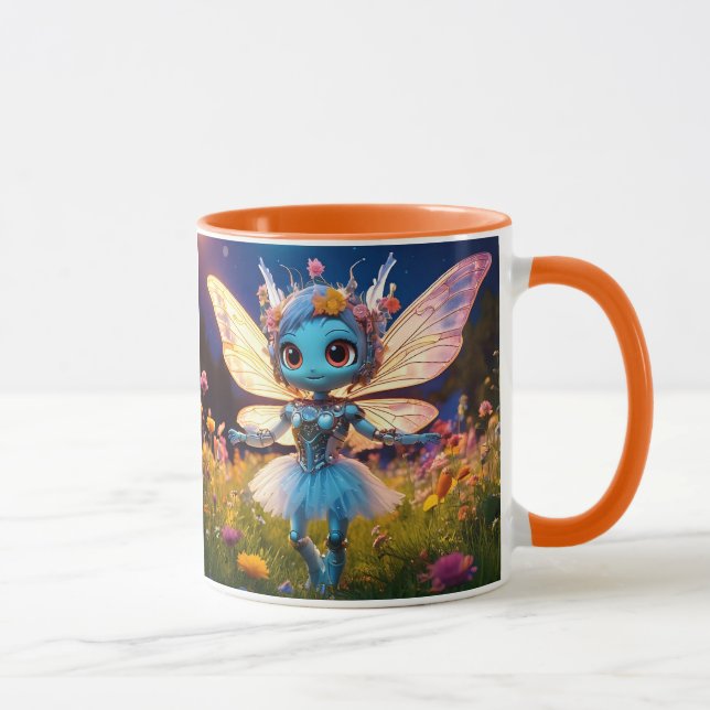 Caneca Pixie Robot Ballerina Dança nas Flores Selvagens (Direita)