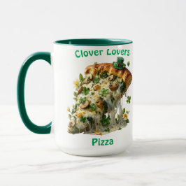 Caneca Pizza Amantes de Trevo Dia de São Patrício