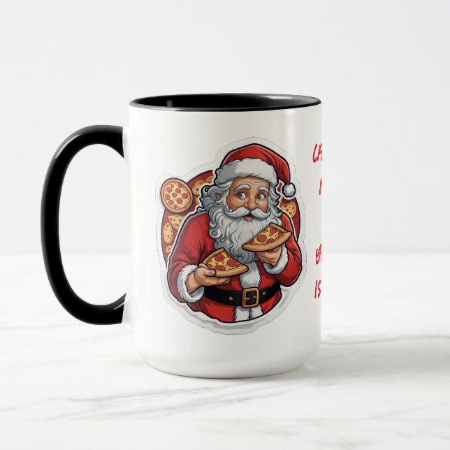 Caneca Pizza engraçada Pizza Christmas Mug editável (Esquerda)