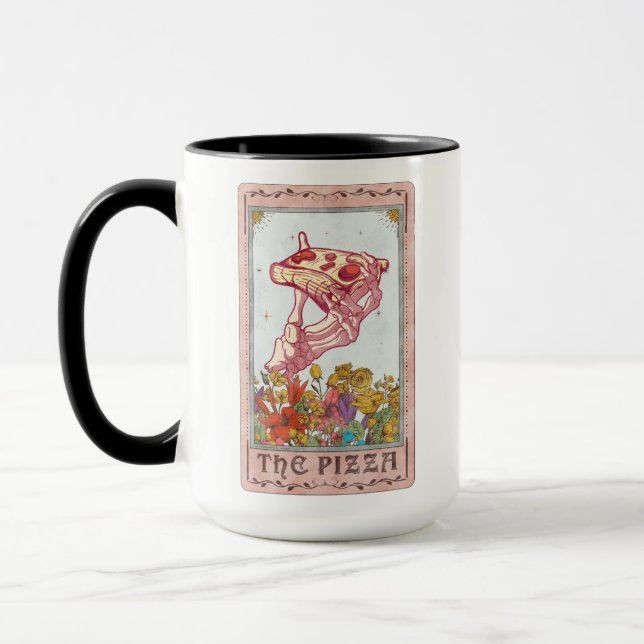 Caneca Pizza Tarot Card Funny Tarot Skeleton (Esquerda)