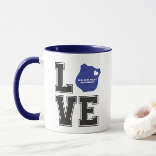 Caneca Placa de Coração de Amor Personalizada Polícia